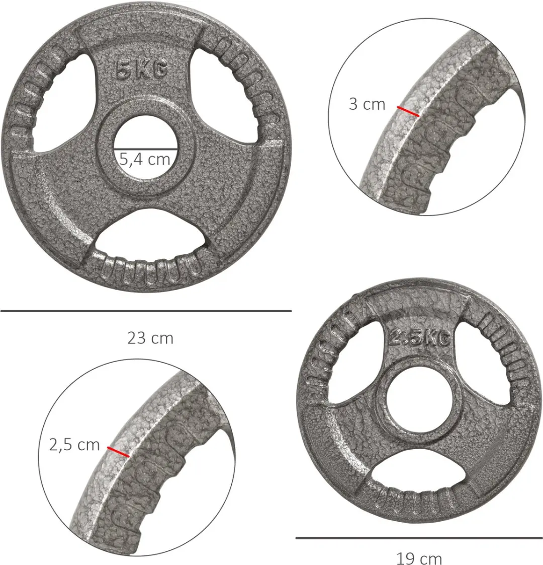Homcom Gewichtsschijf 23x23x3cm - Staal - Zilver