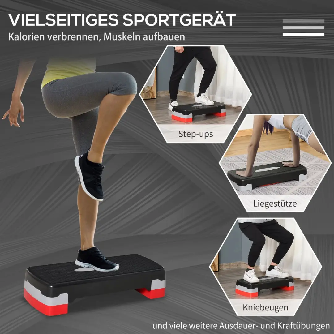 Homcom Stepboard verstelbaar - 68x29x15cm - Rood - afbeelding 6 van 6