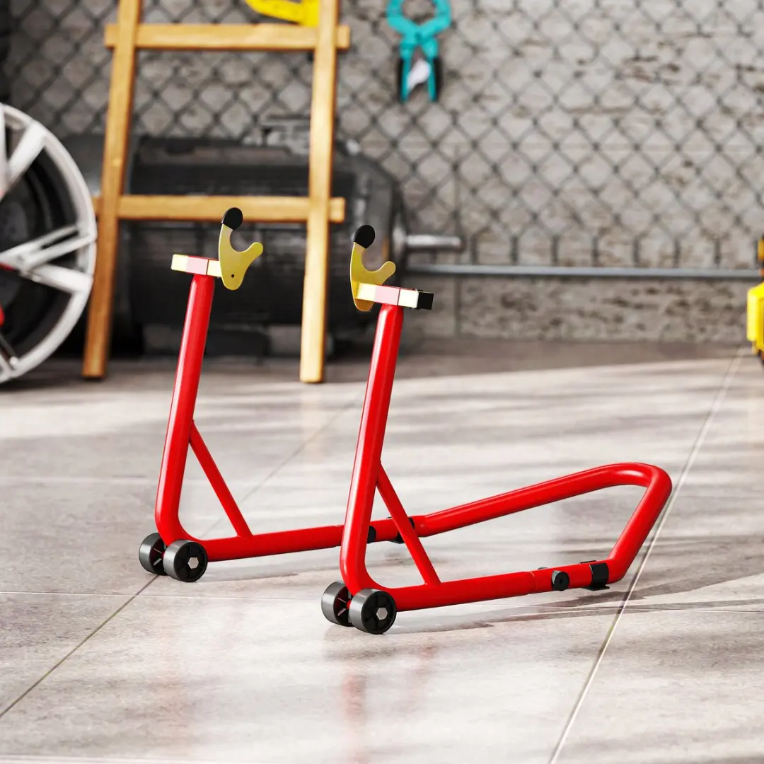 Homcom Motorstand - Staal - 544 kg - Rood