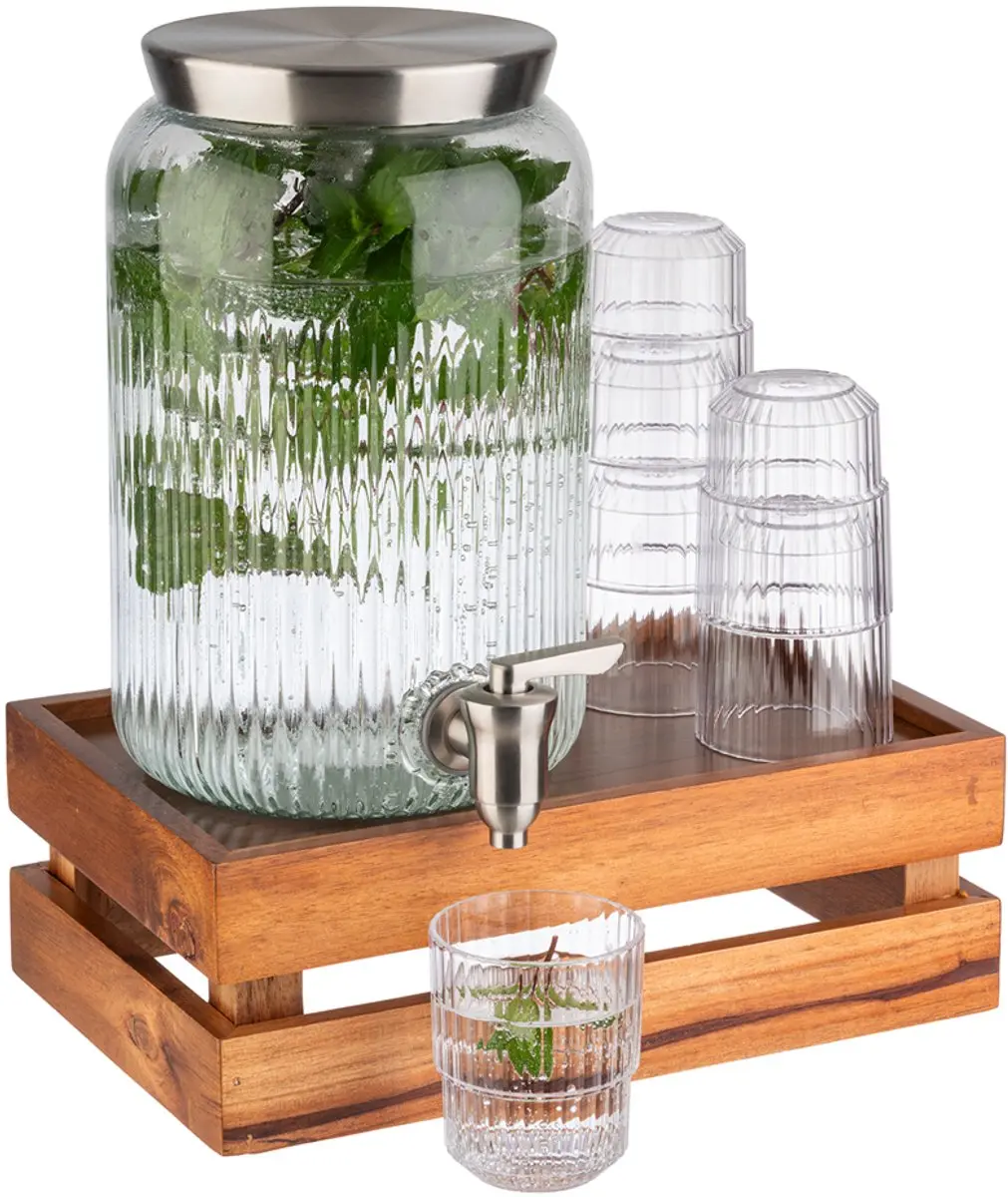 APS 10855 Glazen Drankendispenser 7L - Zilver