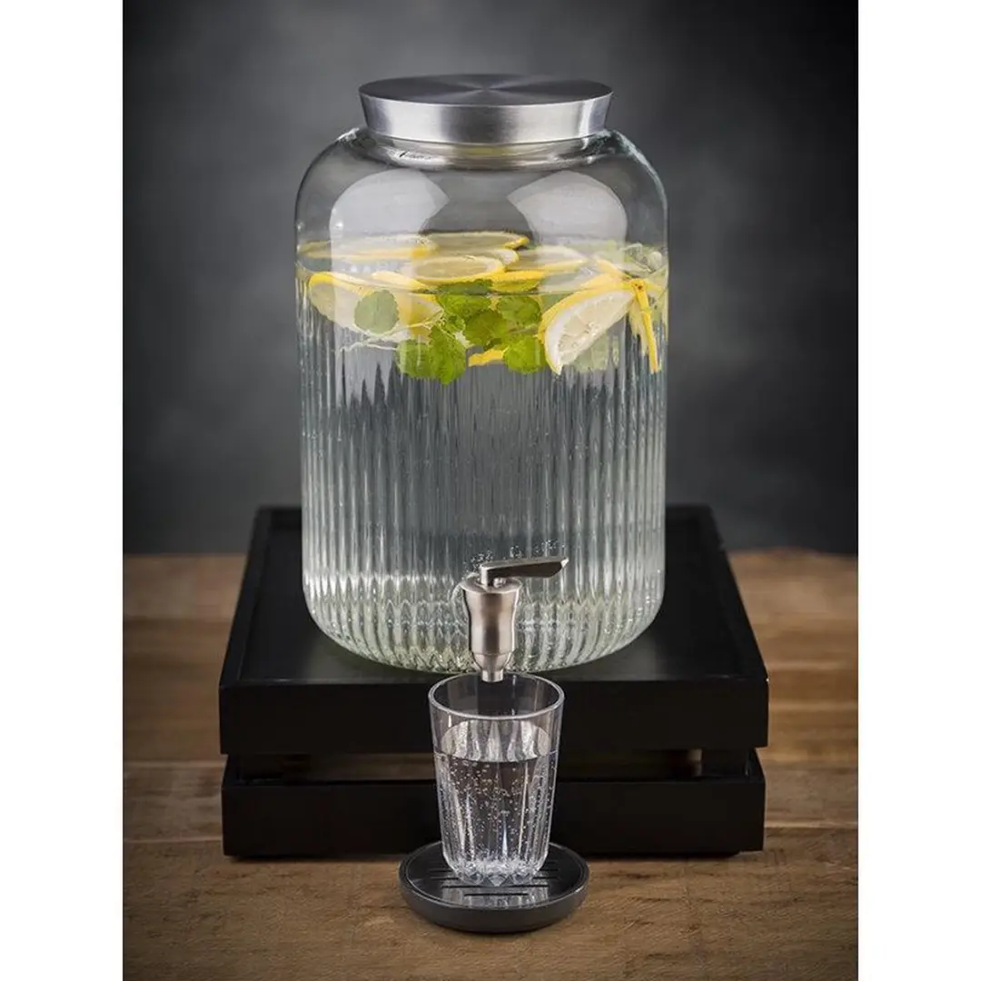 APS 10855 Glazen Drankendispenser 7L - Zilver