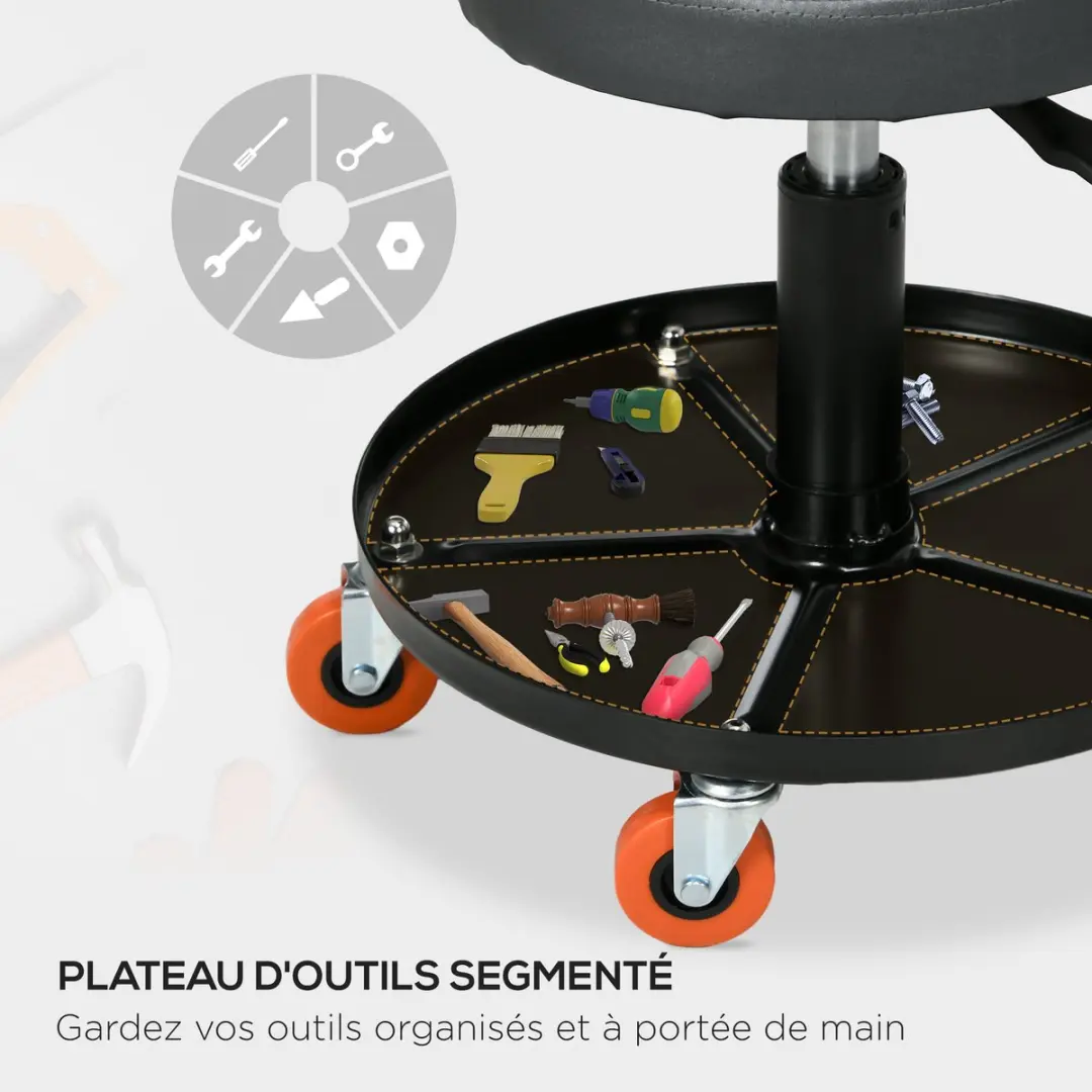 Homcom Mechanisch Rolzitje 40x40x48cm - Zwart