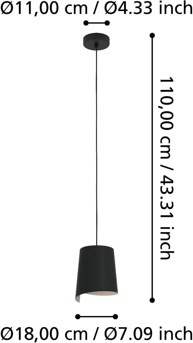 Eglo Bolivia Hanglamp E27 - 18cm - Zwart - afbeelding 6 van 6