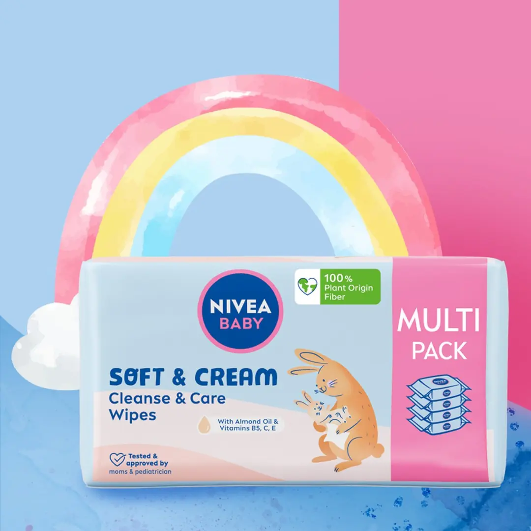 NIVEA Baby Chusteczki Nawilżane Soft&Cream 228ml - 4x57 Stuks