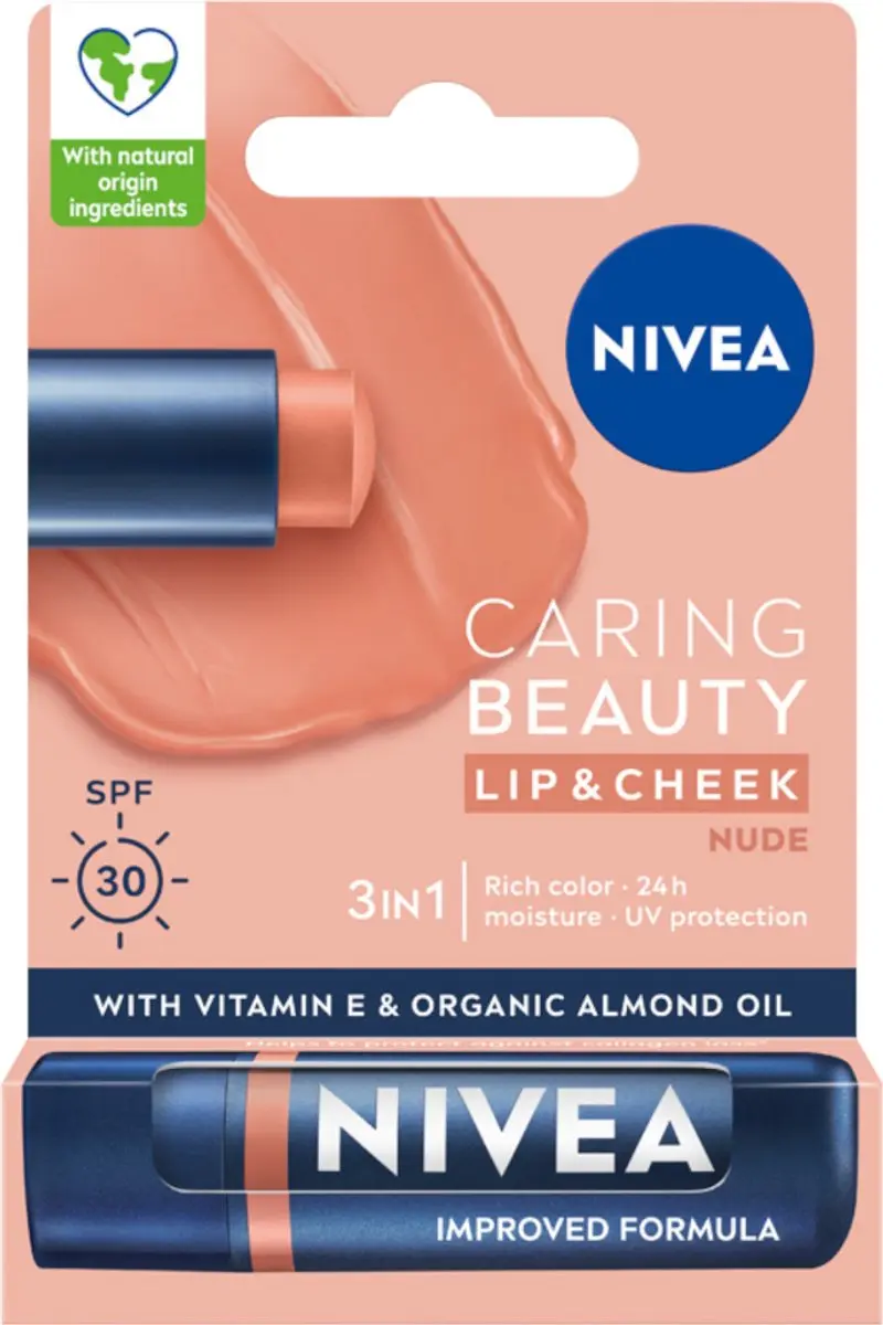 NIVEA Caring Beauty 3W1 Nude Lippenbalsem 4,8g