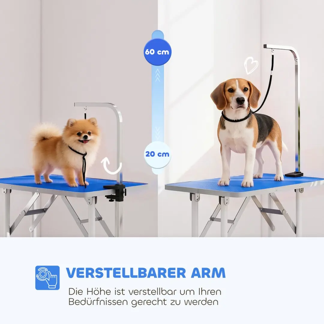 Pawhut Huisdierverzorgingstafel Inklapbaar - 81x48,5x80cm - Blauw - afbeelding 6 van 6