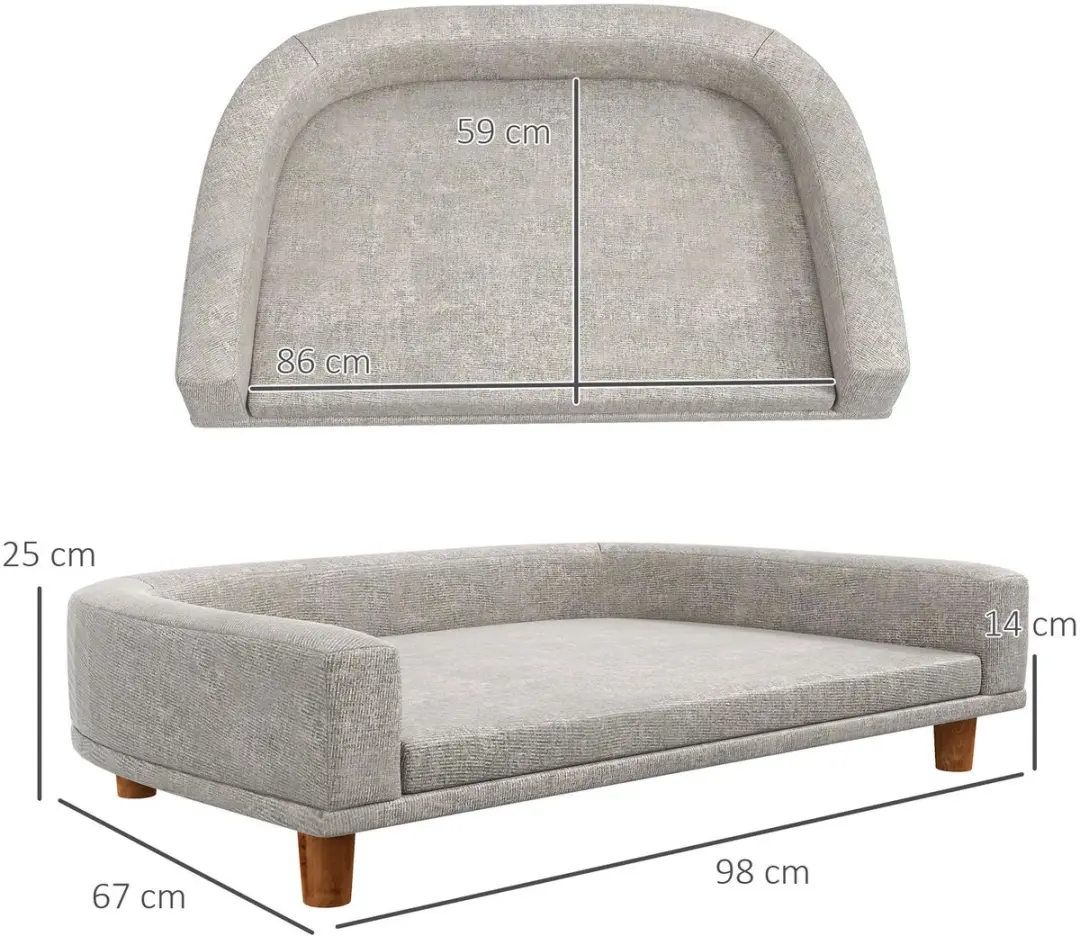 Pawhut Hondenbank 98x67x25cm - Grijs