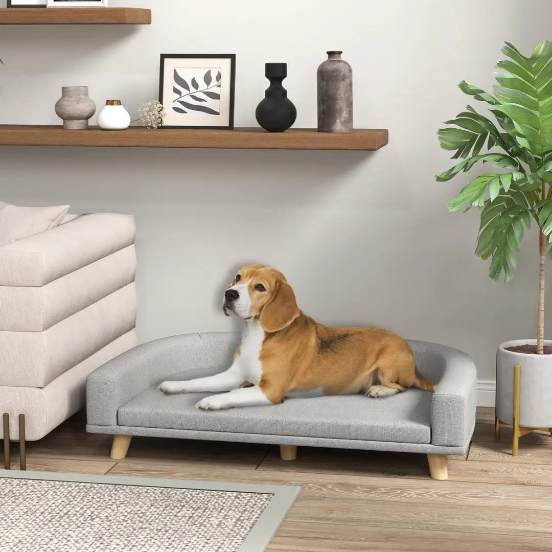 Pawhut Hondenbank 98x67x25cm - Grijs