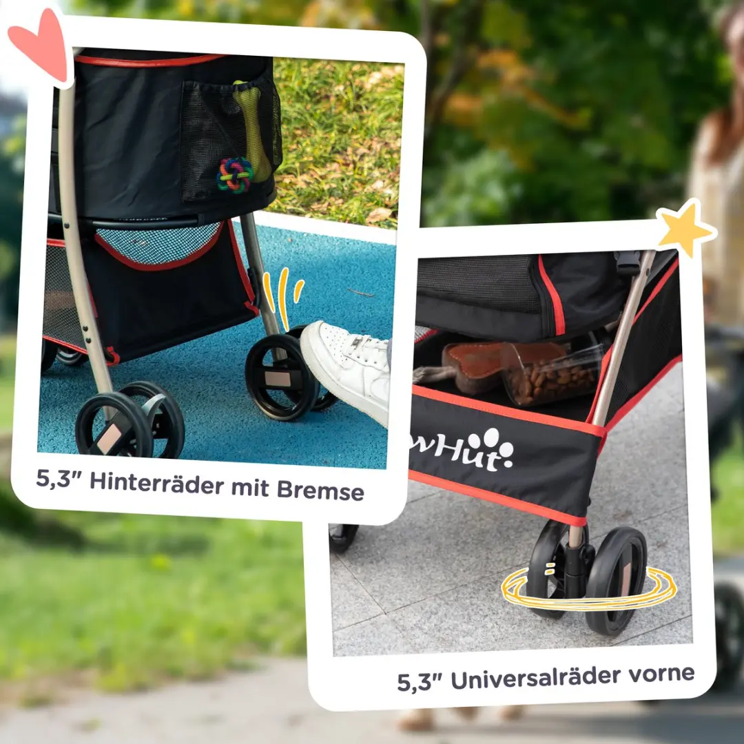 Pawhut Hundewagen 2-in-1 Hundetrolley - Kattenwagen - Rood