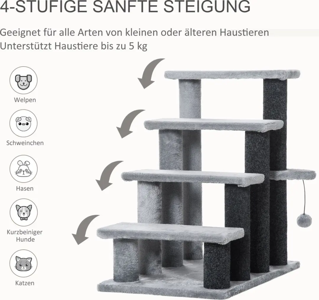 Pawhut Haustiertreppe D06-092V01 - Grijs