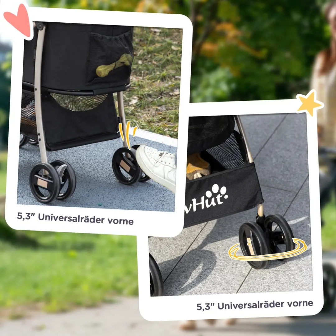 Pawhut Hondenbuggy 2-in-1 - Inklapbaar tot 10 kg - Zwart