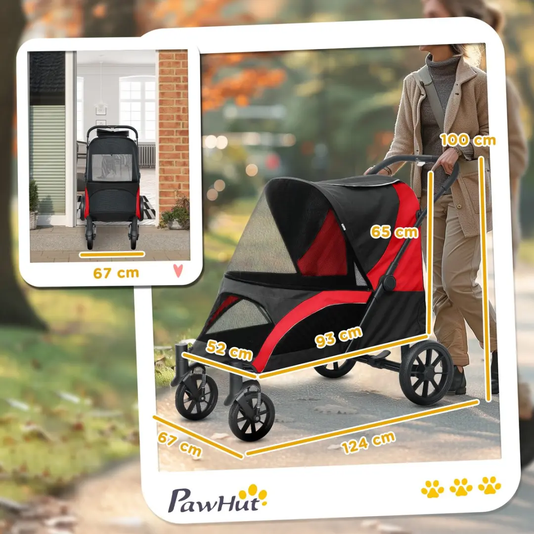 Pawhut Hundebuggy - tot 30 kg - Zwart