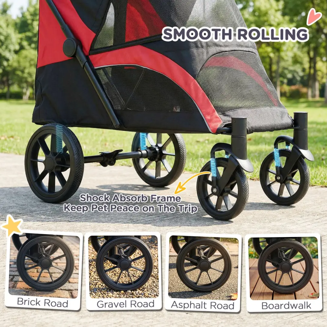 Pawhut Hundebuggy - tot 30 kg - Zwart