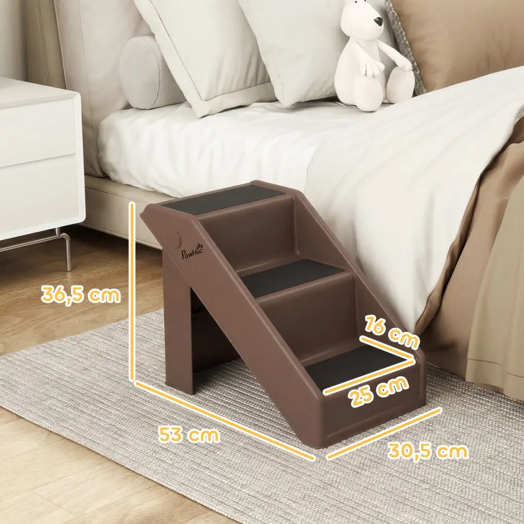 Pawhut Huisdiertrap Kunststof - 50x30,5x36,5cm - Bruin