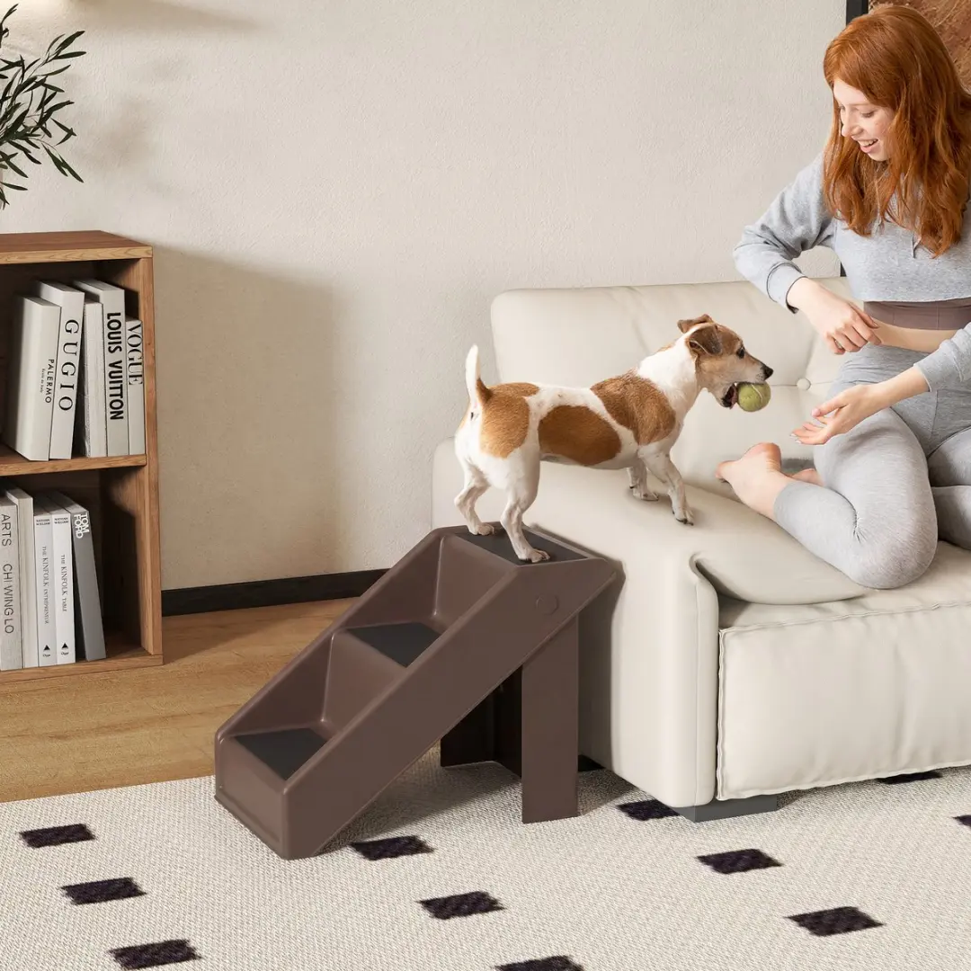 Pawhut Huisdiertrap Kunststof - 50x30,5x36,5cm - Bruin