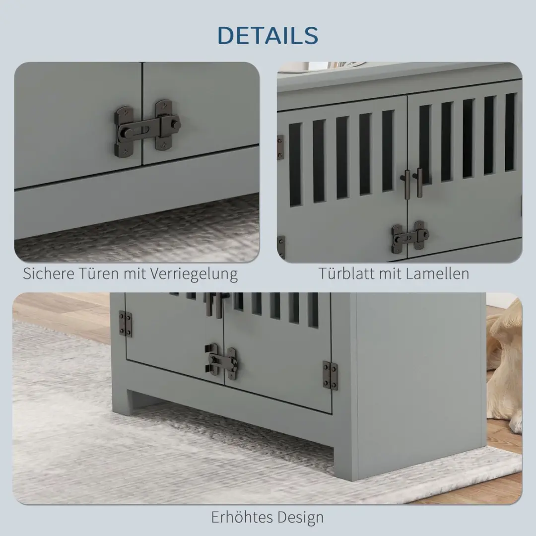 Pawhut Voederstation voor Huisdieren - 60L x 30B x 43H cm - Grijs - afbeelding 6 van 6