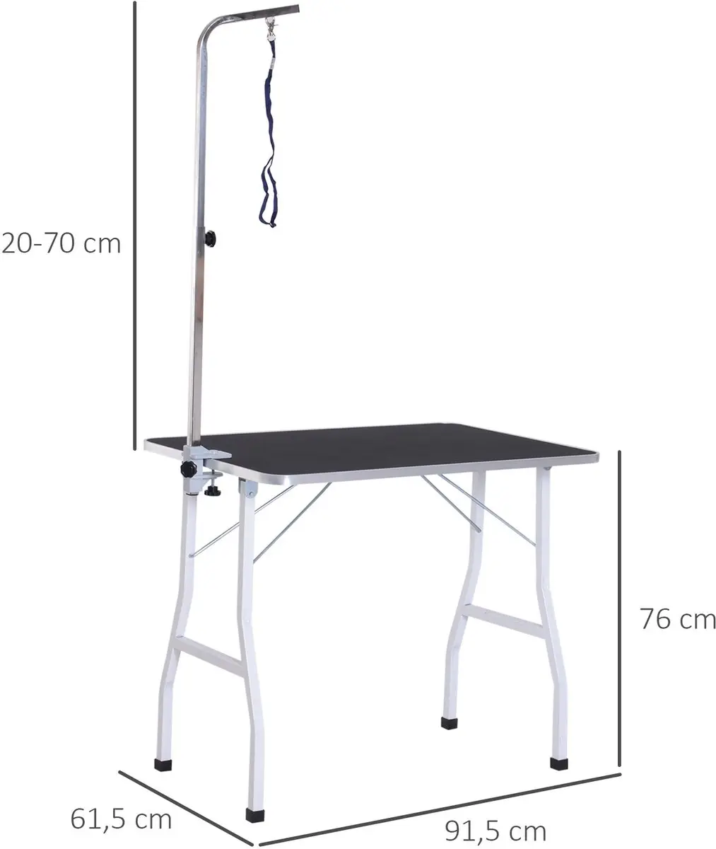 Pawhut Trimmertafel Rubber - 91,5x61,5x76cm - Zwart