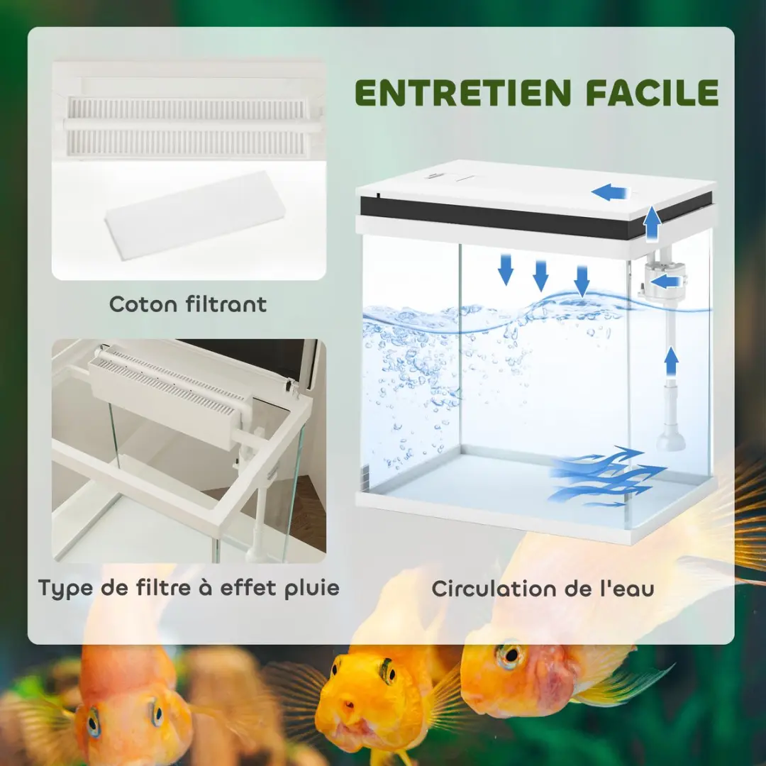 Pawhut Aquarium 30x20x33cm - Wit