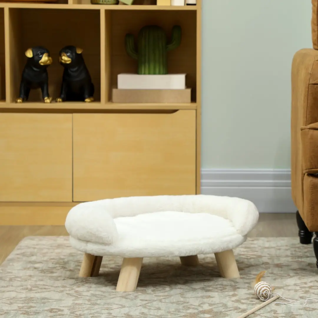 Pawhut Hundesofa Houten Poten - 47x40x20cm - Creme