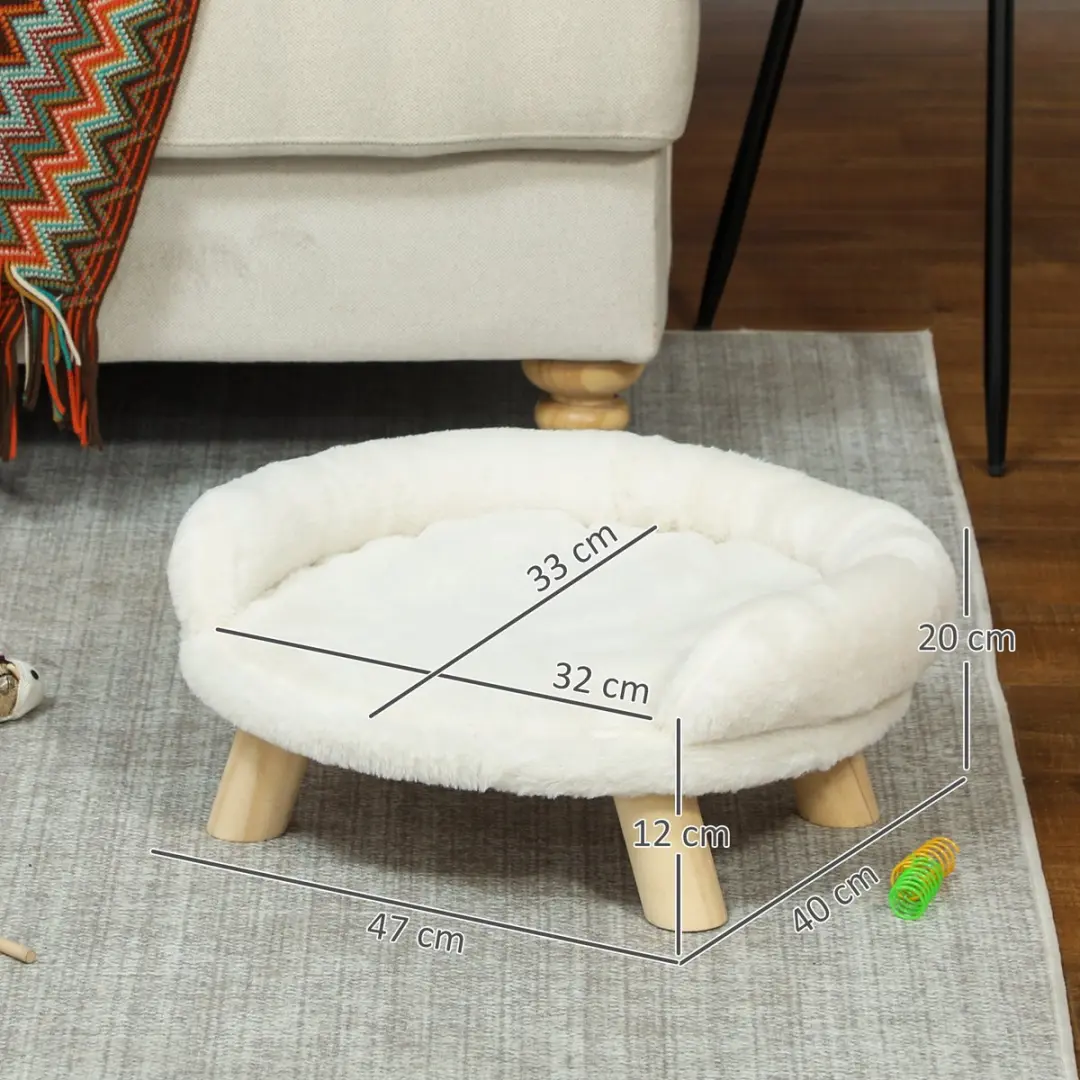 Pawhut Hundesofa Houten Poten - 47x40x20cm - Creme