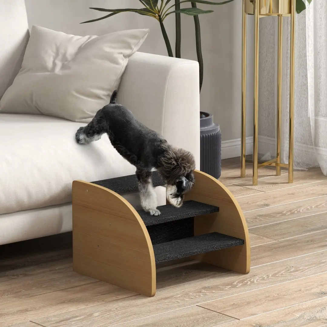 Pawhut Hundetreppe 3 Stufen - Hondenladder tot 10kg - Eiche/Zwart