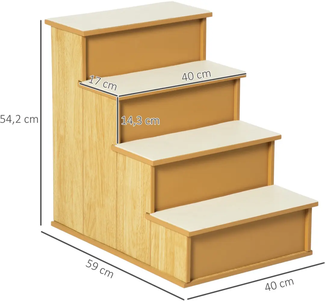 Pawhut Huisdiertrap MDF - 40x59x54cm Natuurhout