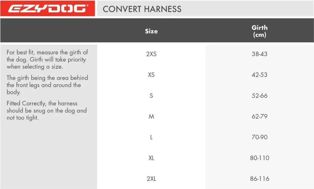 Ezydog Convert Hondenharnas 38-43cm - Grijs