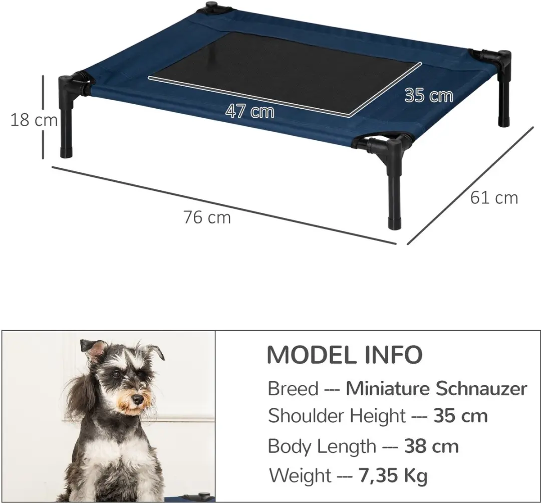 Pawhut Hondenbed D1-0237 - Blauw/Zilver/Zwart