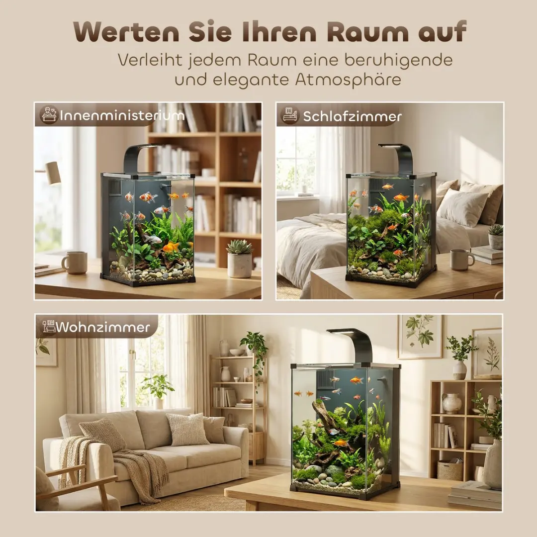 Pawhut Aquarium 36L - 30x30x45,5cm Zwart