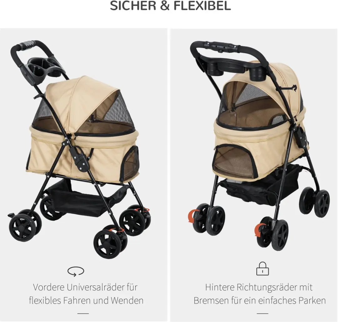 Pawhut Hondenbuggy Inklapbaar - Kaki