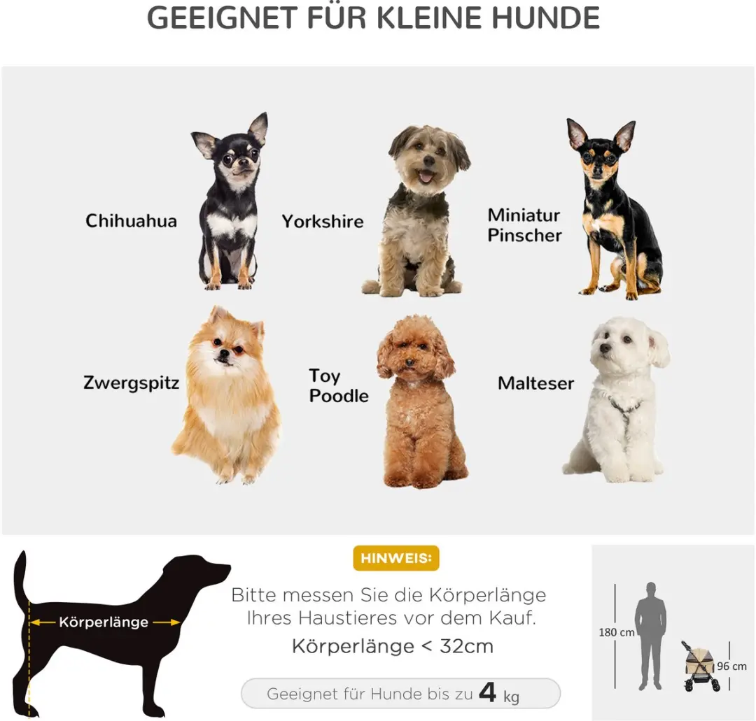 Pawhut Hondenbuggy Inklapbaar - Kaki