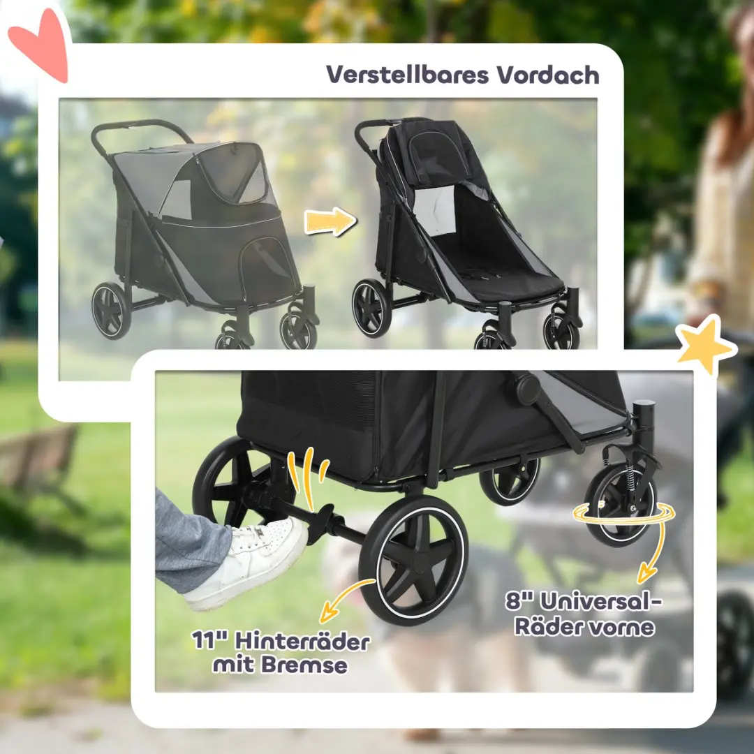 Pawhut Hondenwagen Oxford 112L - 65x100cm - Grijs