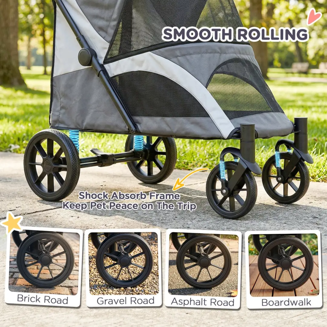 Pawhut Hundewagen - 124x67x100cm - Zwart