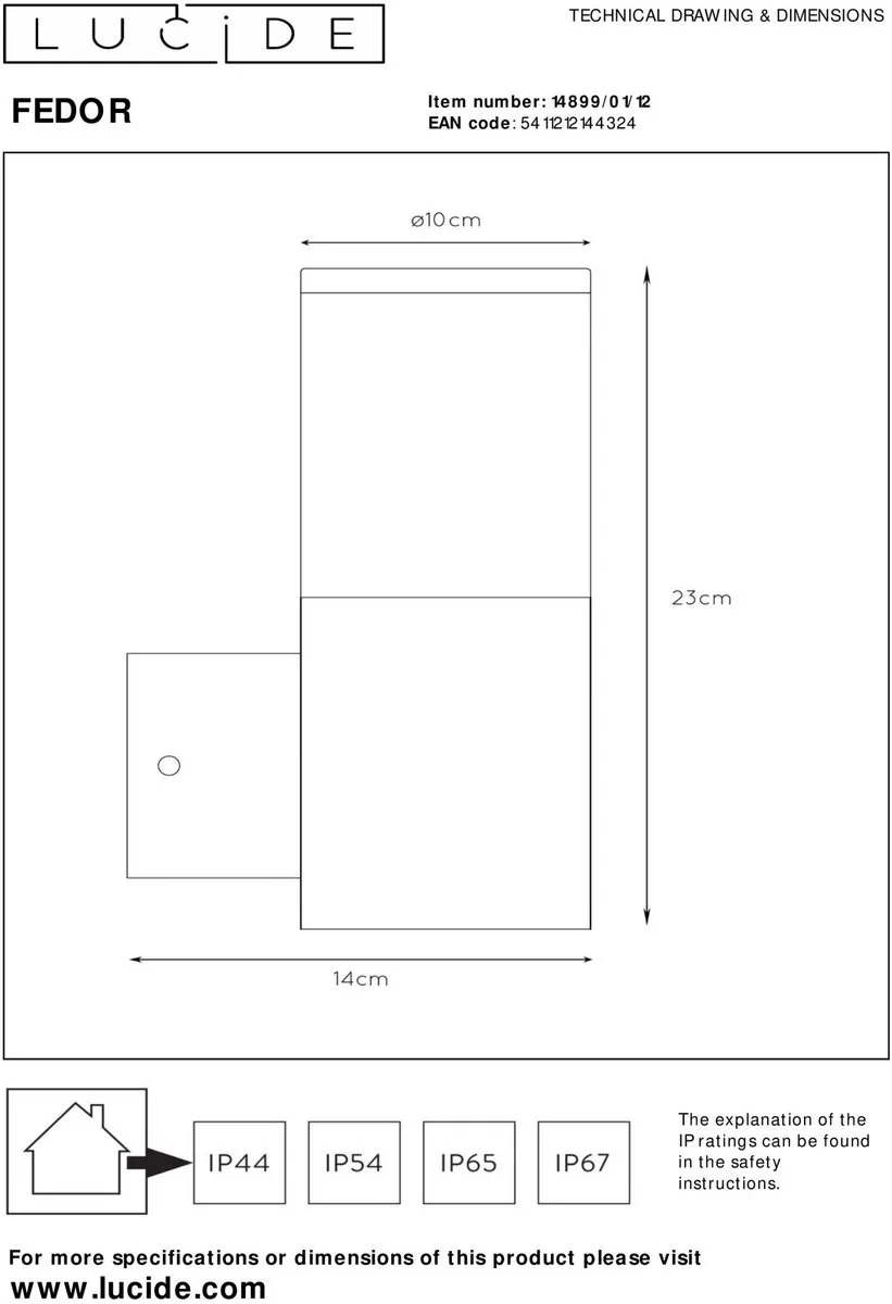 Lucide FEDOR Wandlamp E27 - Mat chroom