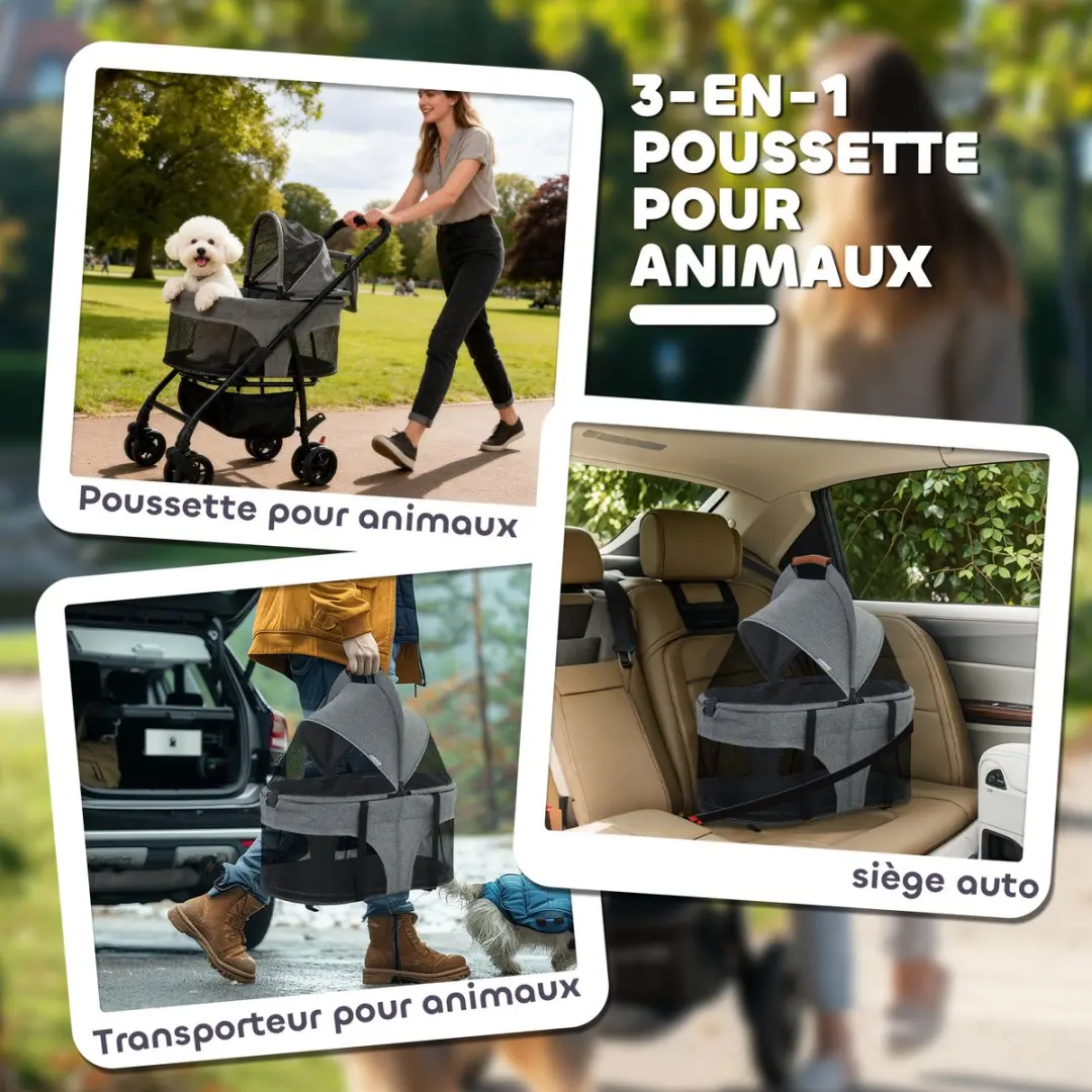 Pawhut Hondenbuggy Grijs - 69x47x101cm