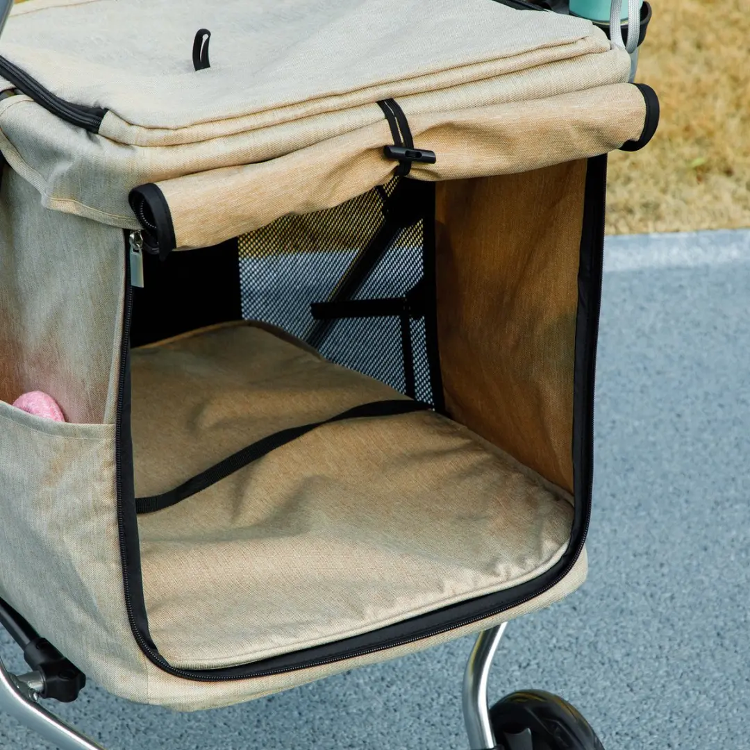 Pawhut Hundewagen - 80L x 48,5B x 106H cm - Khaki