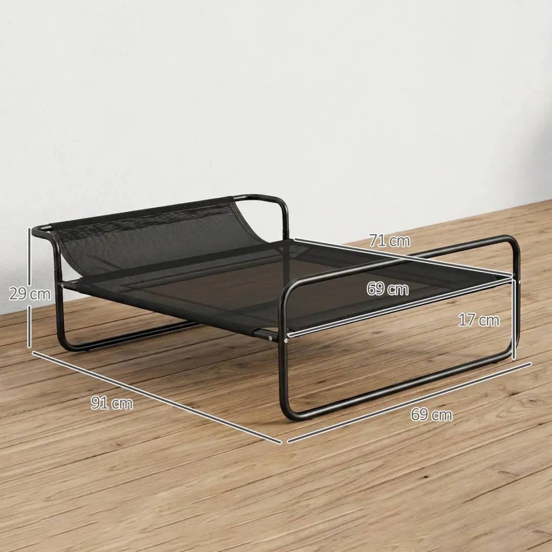 Pawhut Verhoogd Hondenbed Outdoor - 91x69x29cm - Zwart
