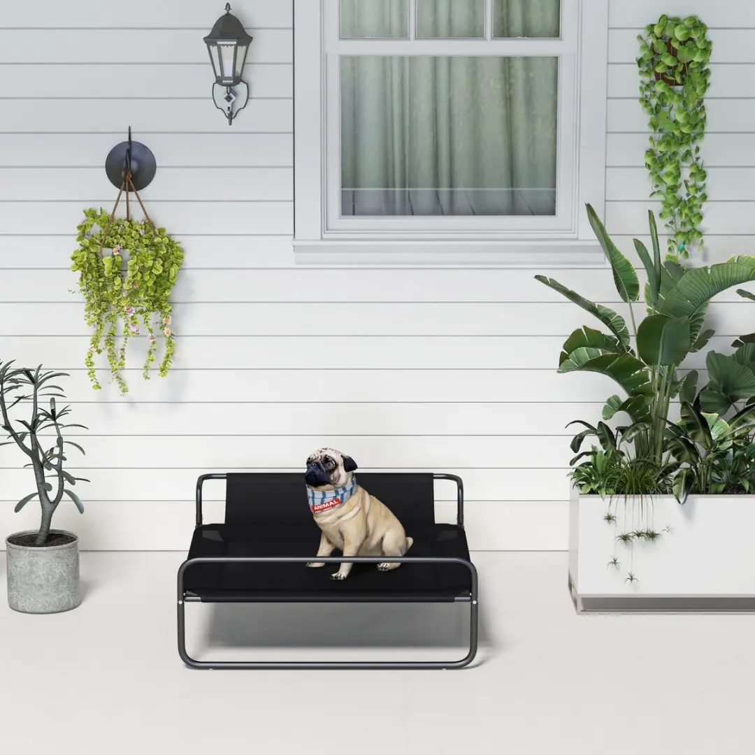 Pawhut Verhoogd Hondenbed Outdoor - 91x69x29cm - Zwart