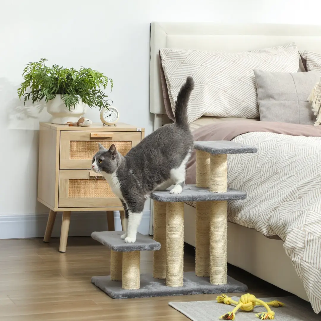 Pawhut Huisdiertrap 52x34,5x54cm - Grijs