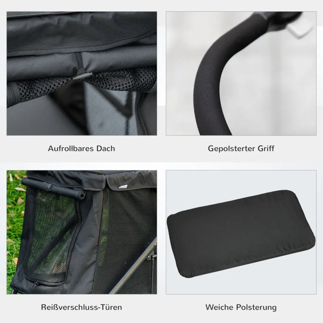 Pawhut Hondenbuggy opvouwbaar tot 20 kg - Zwart
