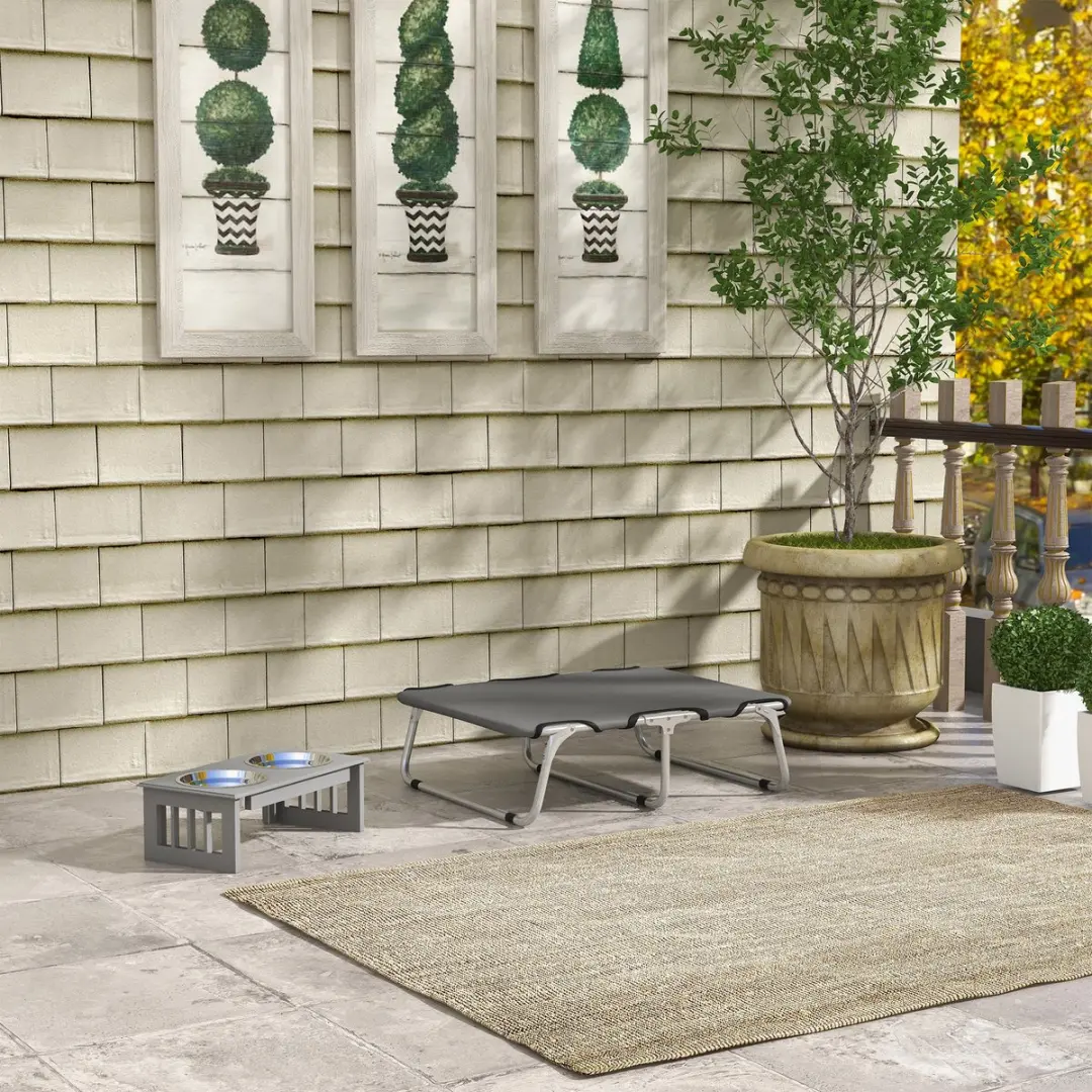 Pawhut Verhoogd Hondenbed Outdoor - 71x58x20cm - Grijs