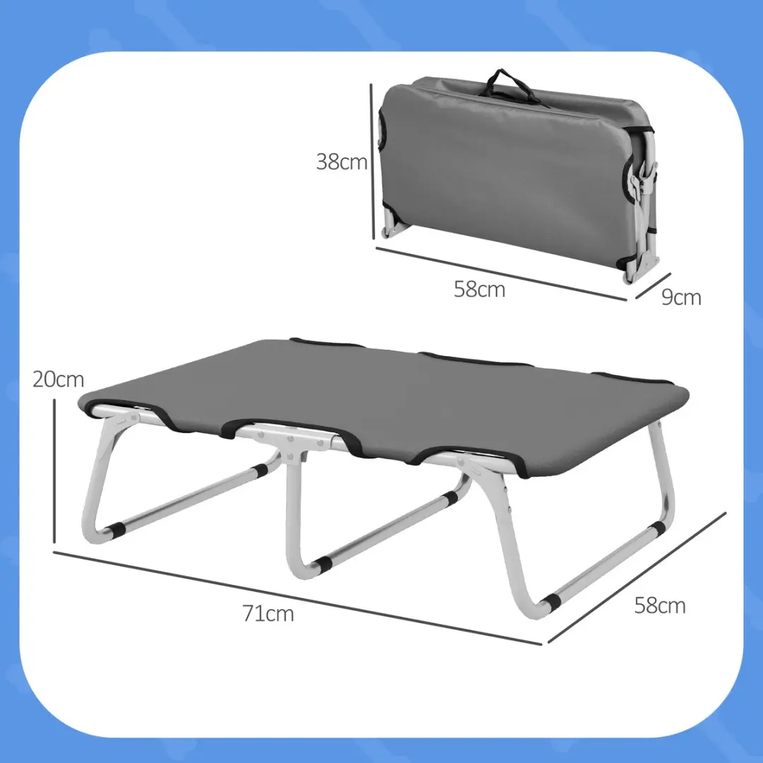 Pawhut Verhoogd Hondenbed Outdoor - 71x58x20cm - Grijs