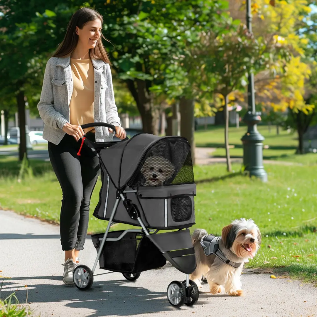 Pawhut Hundewagen - 75L x 45B x 97H cm - Donkergrijs