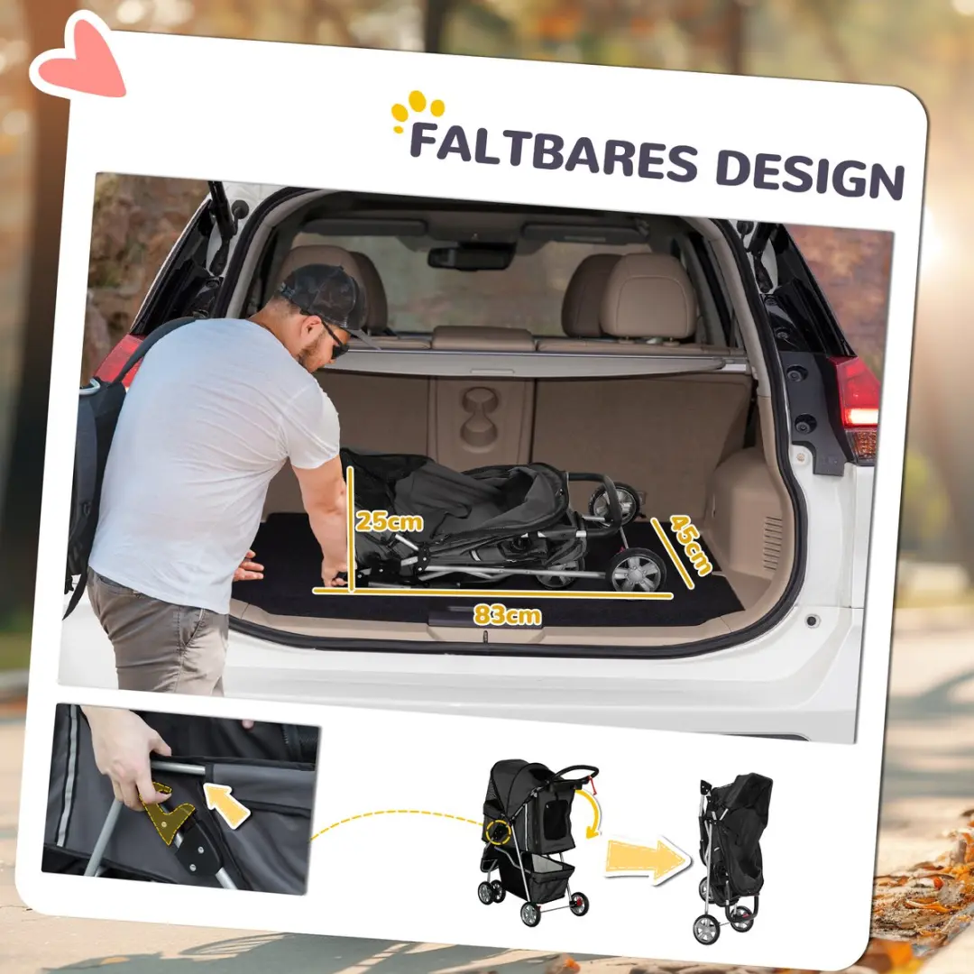 Pawhut Hundewagen - 75L x 45B x 97H cm - Donkergrijs