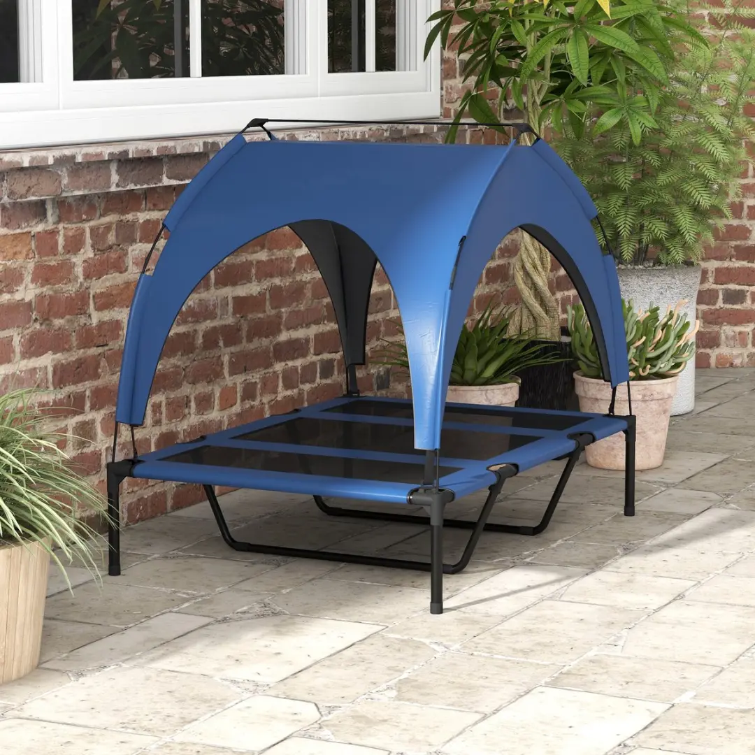 Pawhut Verhoogd Hondenbed met Dak D04-272V03 - Blauw