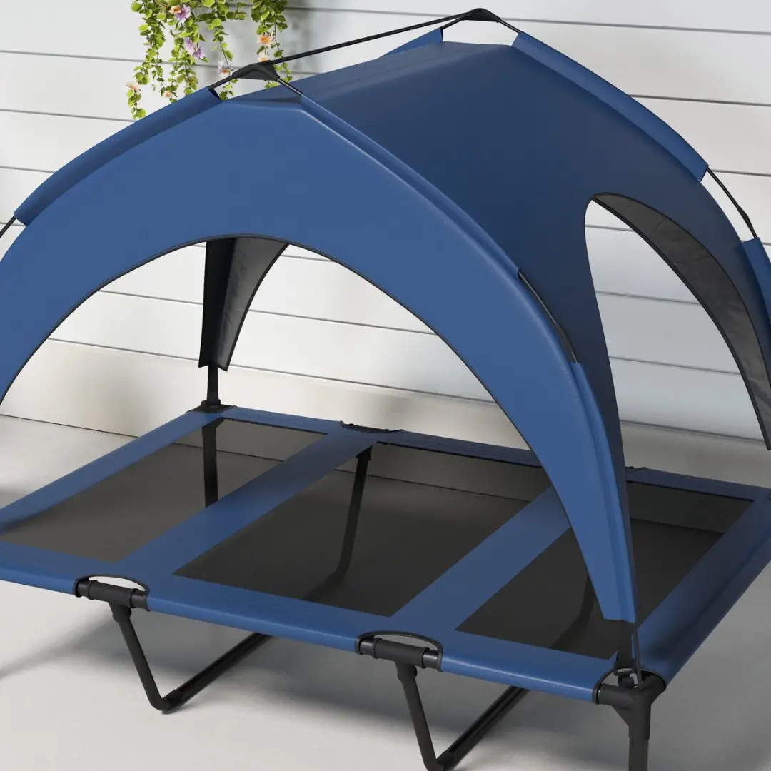 Pawhut Verhoogd Hondenbed met Dak D04-272V03 - Blauw