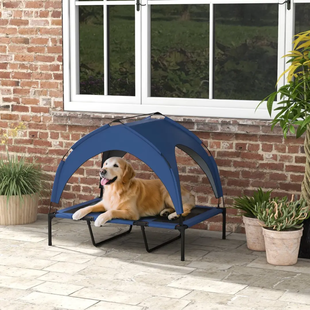 Pawhut Verhoogd Hondenbed met Dak D04-272V03 - Blauw