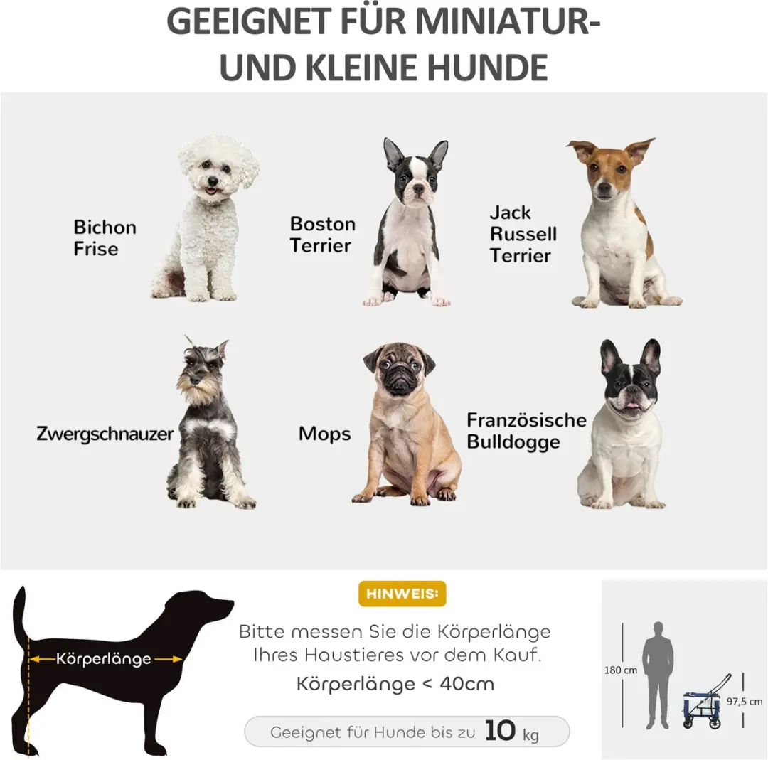Pawhut Hondenbuggy Inklapbaar - Blauw