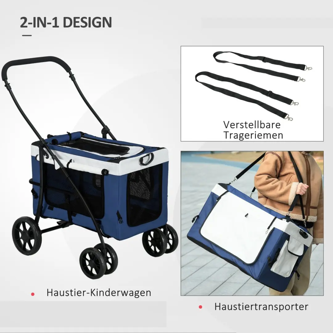 Pawhut Hondenbuggy Inklapbaar - Blauw
