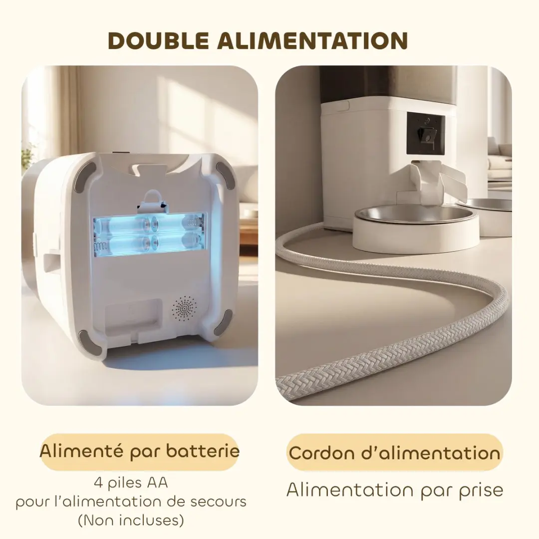Pawhut Automatische Voerdispenser Kat - ABS/Wit - Roestvrij Staal